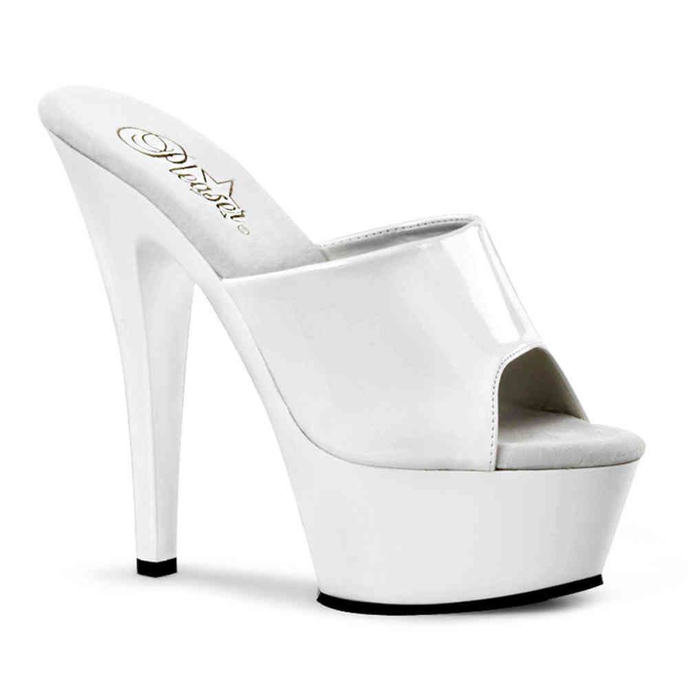 Pleaser - KISS201 Mules à talons - Chaussures de pole dance - Blanc Product image